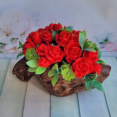 Мило ручної роботи Букет пень з трояндами