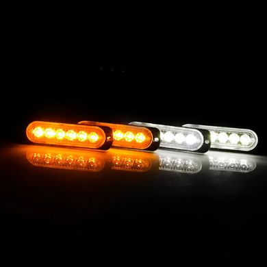 Проблесковый LED-маячок стробоскоп 24 диода белый и оранжевый 12V Комплект из 4-х штук 110х28х10 мм