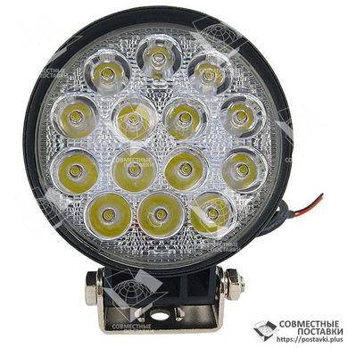 LED фара 42W 14х3W широкий луч, круглый корпус 3000 LM LED фара рабочая круглая 42W, 14 ламп, 10-30V, 6000K