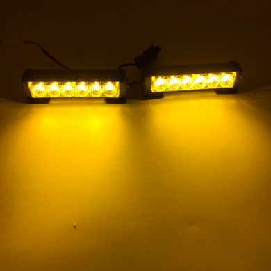 Проблисковий LED-маячок стробоскоп 2 секції, 7 варіантів бурштинового спалаху 12В/24В 160х45х45 мм