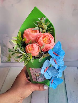 Мило ручної роботи Букет троянди з метеликами