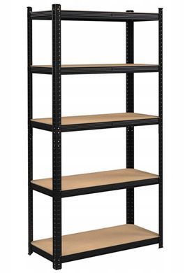 Стелаж металевий чорний 180х90х30 см (5 полиць МДФ, до 875 кг) &mdash; для гаража та автомайстерні