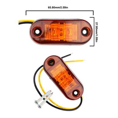 Фонарь LED габаритный 12В-24В 2 диода 66х28х17 мм IP67 оранжевый