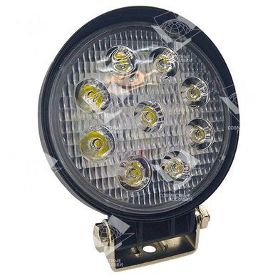 LED фара  27W 9x3W широкий промінь, круглий корпус 2000 LM LED фара робоча кругла 27W, 9 ламп, 10-30V, 6000K
