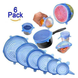 Крышки силиконовые для посуды 6 шт универсальные синие