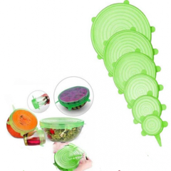 Крышки силиконовые для посуды 6 шт универсальные зеленые