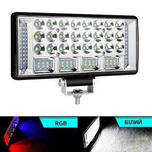 LED-фара 204W ближнє, дальнє світло, червоно-синій стробоскоп 225х105х30 мм