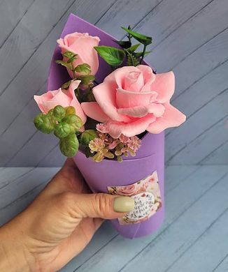 Мило ручної роботи Букет троянди в паперовому стакані