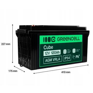 Акумуляторна батарея Green Cell AGM 12V 120Ah VRLA IP54 для котла та безперебійника