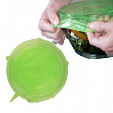 Крышки силиконовые для посуды 6 шт универсальные зеленые