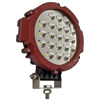 Додаткова світлодіодна фара розсіяного (ближнього) світла 63W кругла 10-30V LED фара-шукач червона