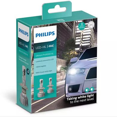 Комплект диодных ламп PHILIPS 11342U50CWX2 H4 Ultinon Pro5000 HL +160% 5800K 12/24V