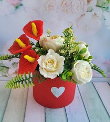 Мило ручної роботи Букет троянди з антуріумом або калами червоний
