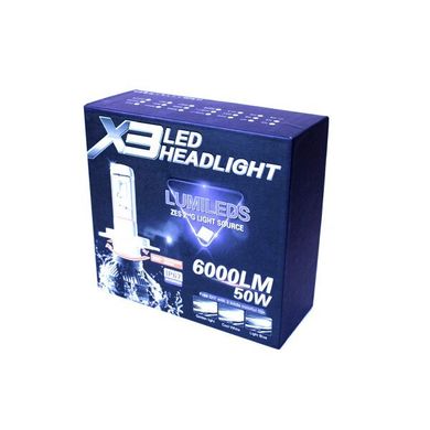 Комплект LED ламп AllLight X3 H4 50W 6000K 6000lm с радиатором и светофильтрами (3000K/8000K)