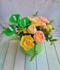 copy_Мыло ручной работы Букет розы с антуриумом или каллами зеленый