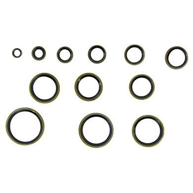 Набор латунных шайб с резиновыми кольцами 245 штук диам. 6 - 30 мм для гидравлики