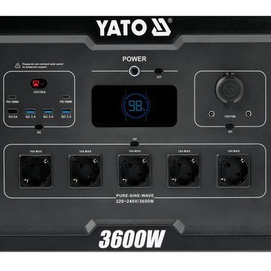 Портативна електростанція YATO YT-83096 LiFePO4 3600W / 3072Вт/год (60Аг)з UPS та керуванням через додаток