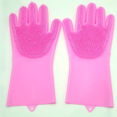 Силіконові рукавиці Magic Silicone Gloves Pink для прибирання чистки миття посуду для будинку рожеві