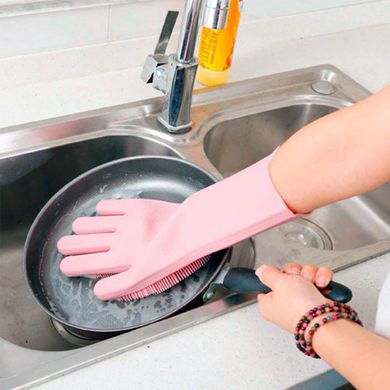 Силиконовые варежки Magic Silicone Gloves Pink для уборки чистки мытья посуды для дома фиолетовые