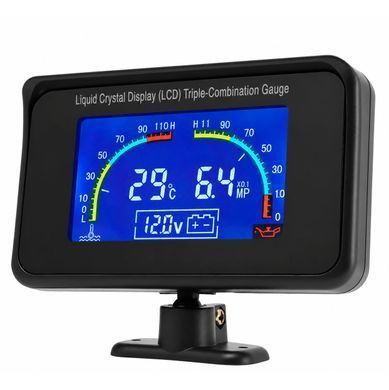 Універсальний цифровий датчик 3-в-1 LCD: тиск оливи, температура води, вольтметр з датчиками 12/24V