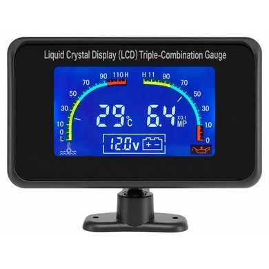 Універсальний цифровий датчик 3-в-1 LCD: тиск оливи, температура води, вольтметр з датчиками 12/24V