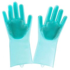 Силіконові рукавиці Magic Silicone Gloves Pink для прибирання чистки миття посуду для будинку бірюзові