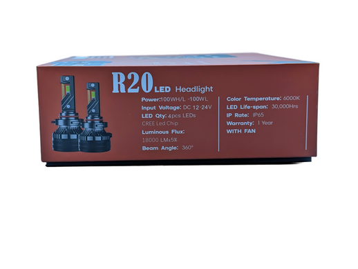 Комплект світлодіодних ламп R20 HB4 (9006) 100W Canbus 6000K 12/24V