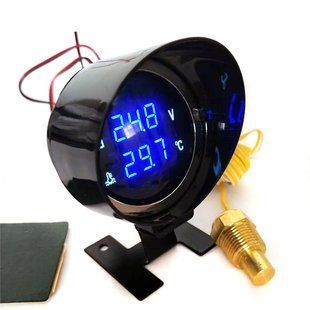 Електронний датчик температури двигуна та напруги 2-в-1 (12/24V, LED синій, різьба 3/8")