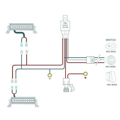 Проводка для LED фар и балок с кнопкой 3 метра 300W 30А