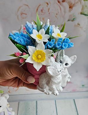 Сувенір з мильної основи кашпо котики