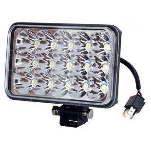 LED фара 45W (15 x 3W прямоугольный корпус) ближний+дальний свет 3300 LM