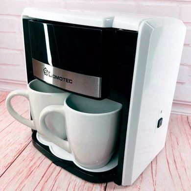 Кофеварка капельная Domotec MS-0706 с двумя чашками в наборе белая