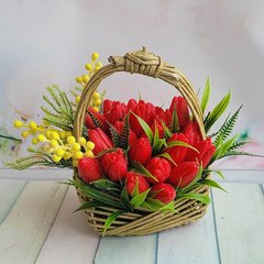 Мыло ручной работы корзина тюльпаны