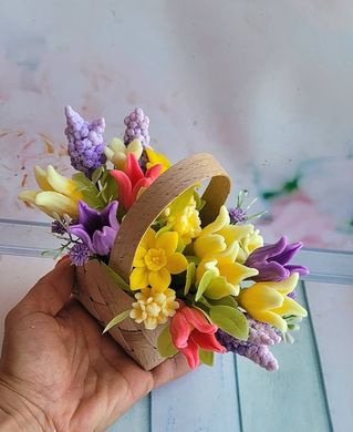 Мыло ручной работы корзинка средняя с цветами