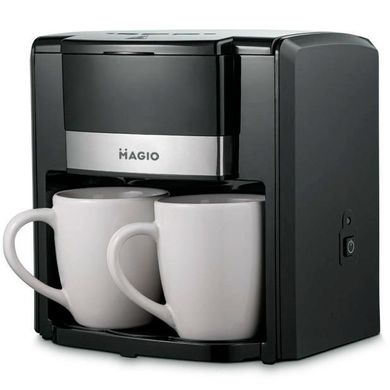 Кофеварка капельная MAGIO MG-450 с двумя чашками в наборе черная