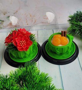 Сувенир из мыльной основы чашка з мандаринами в куполе